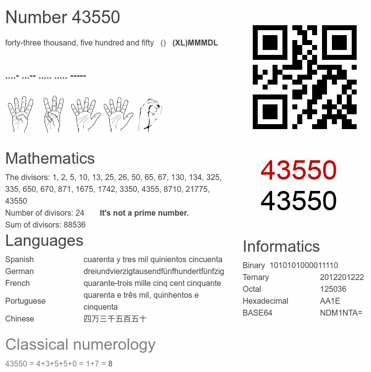 Number 43550 infographic