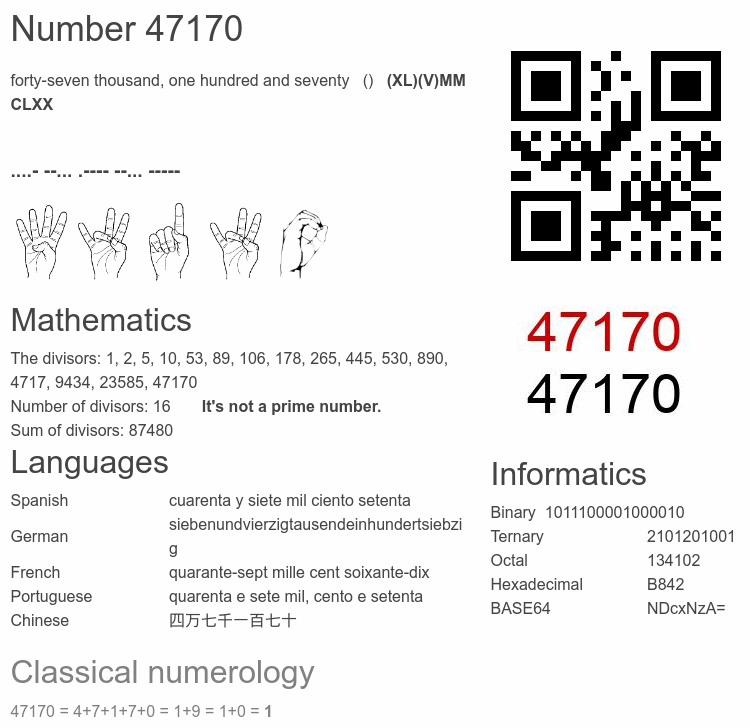 Number 47170 infographic