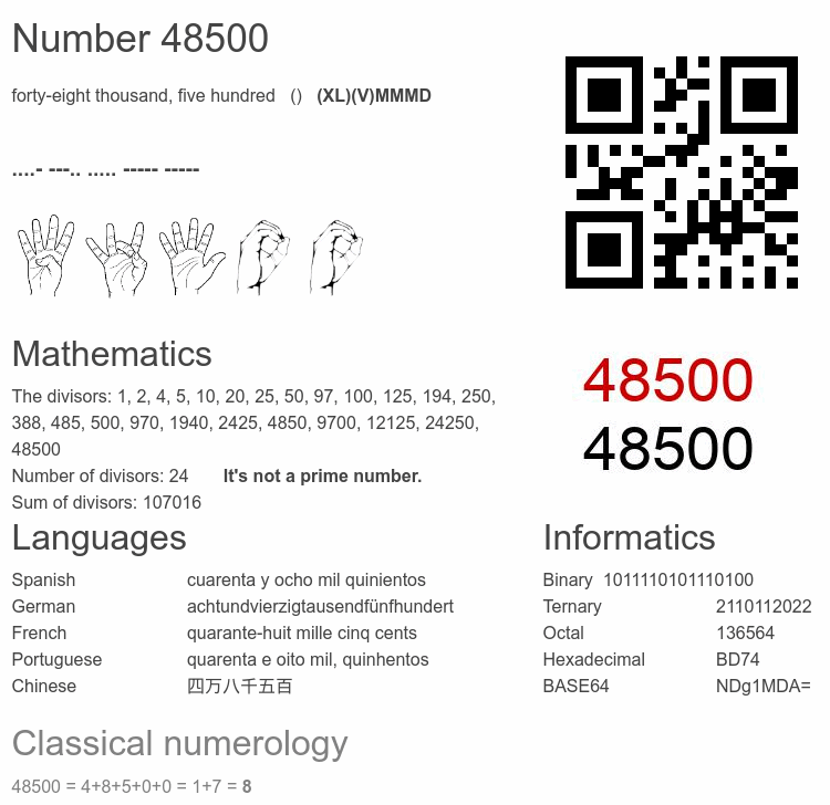 Number 48500 infographic