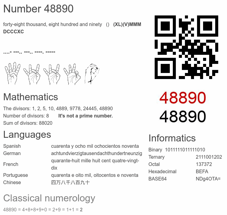 Number 48890 infographic