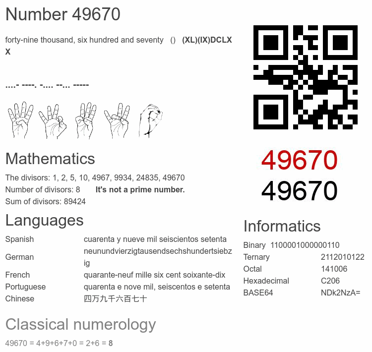 Number 49670 infographic