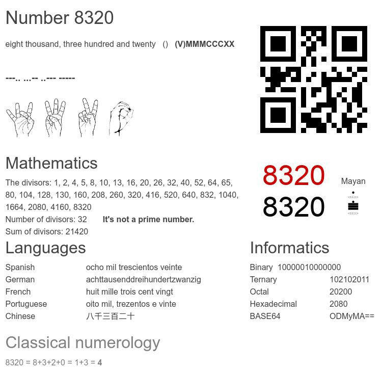 Number 8320 infographic