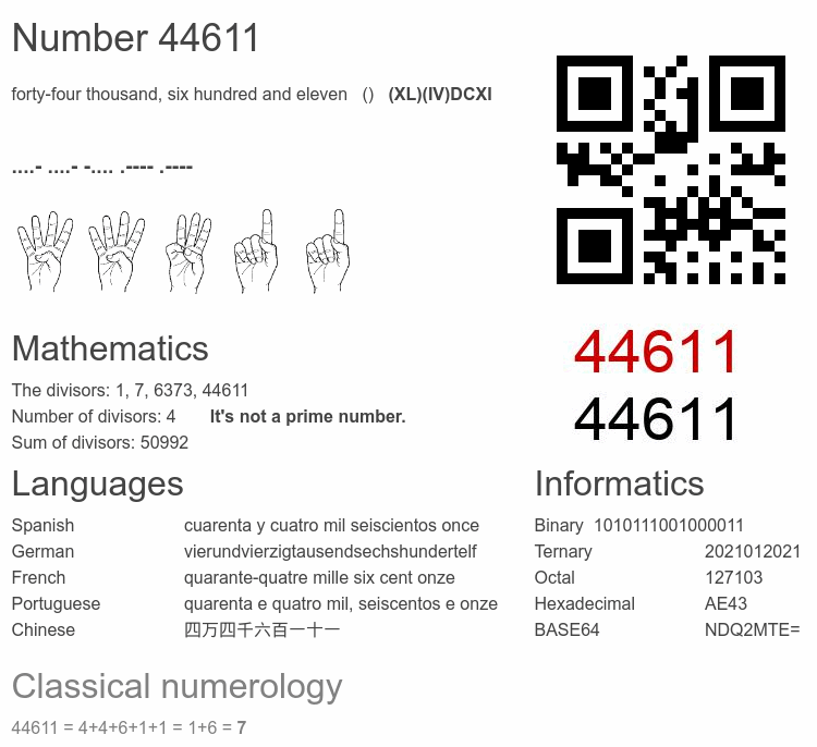 Number 44611 infographic