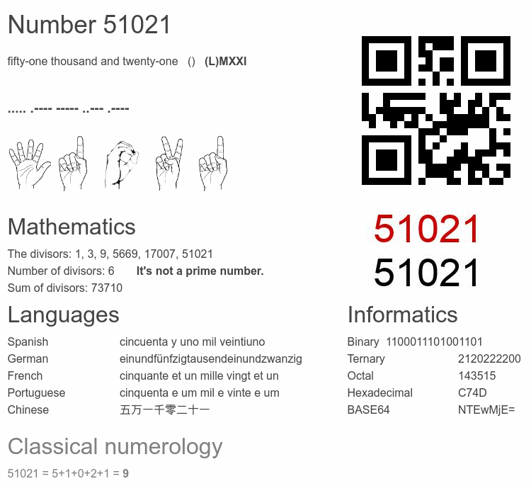 Number 51021 infographic