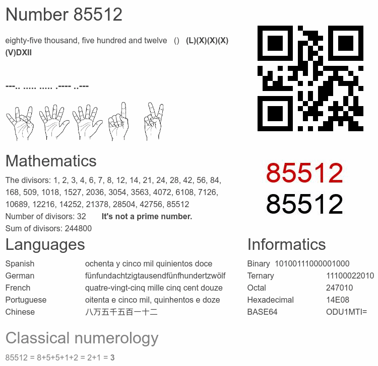 Number 85512 infographic