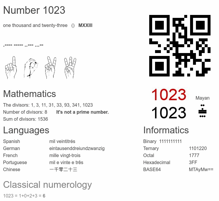 Number 1023 infographic