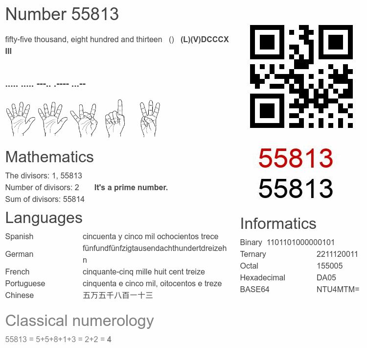 Number 55813 infographic
