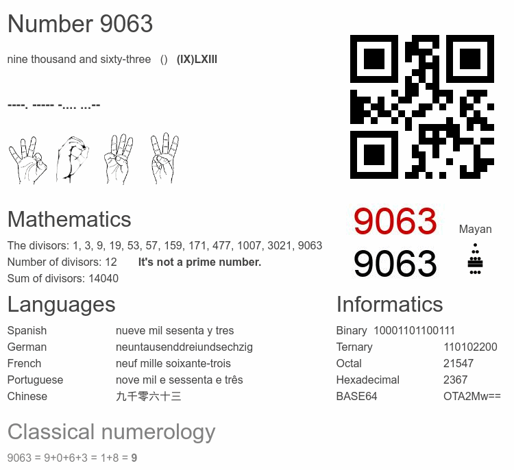 Number 9063 infographic