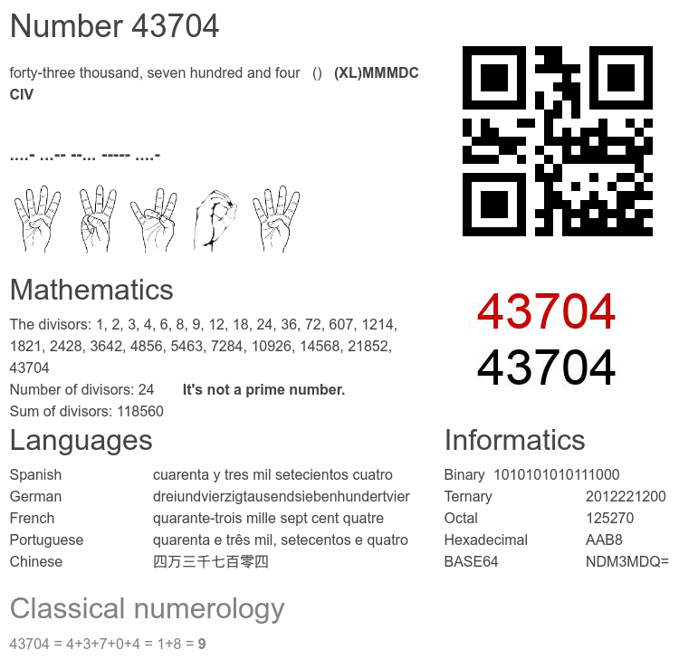 Number 43704 infographic