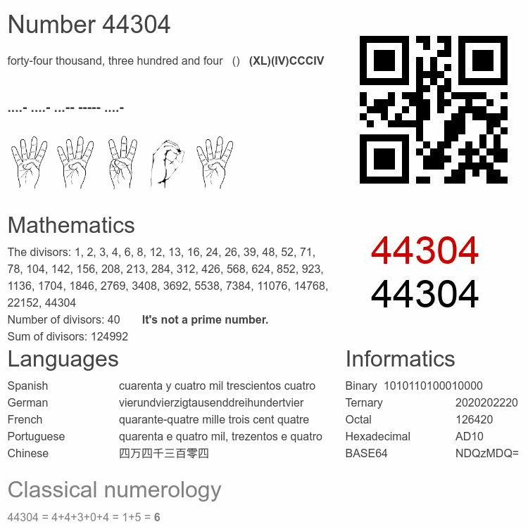 Number 44304 infographic