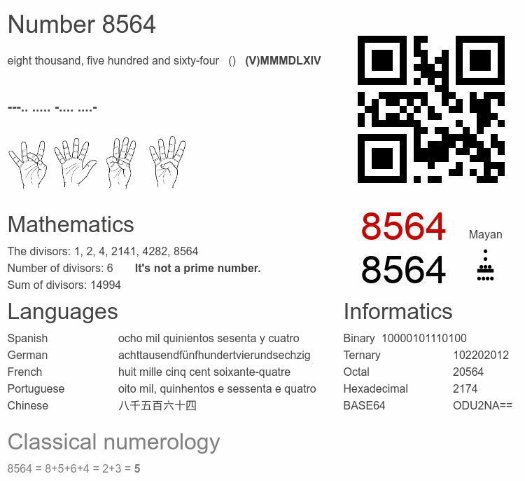 Number 8564 infographic