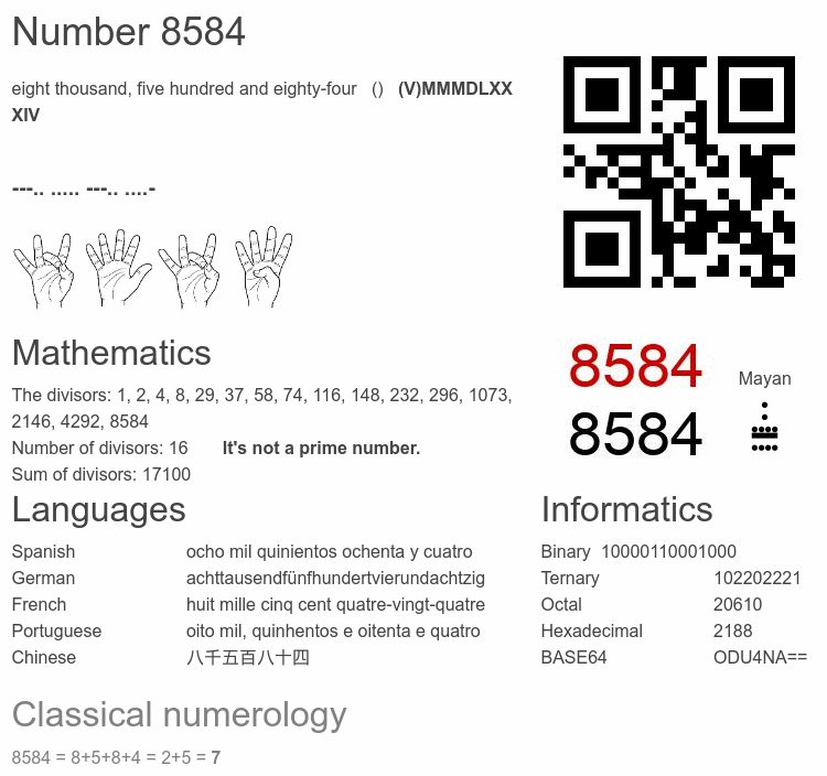 Number 8584 infographic