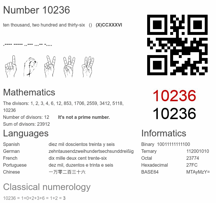 Number 10236 infographic