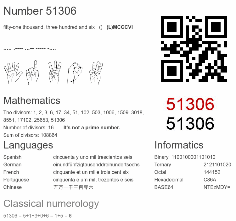 Number 51306 infographic