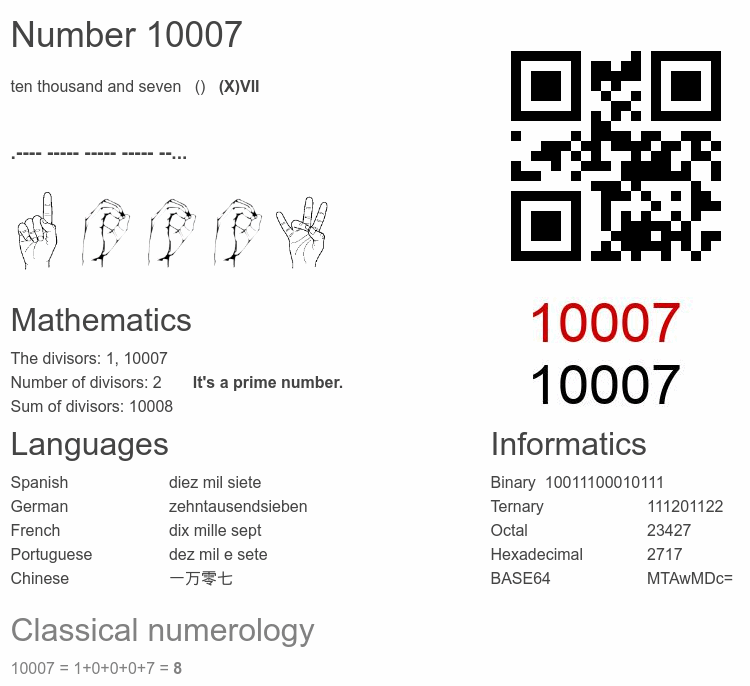 Number 10007 infographic