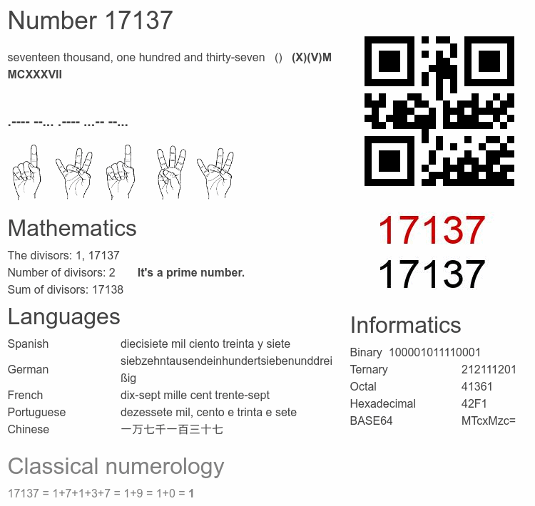 Number 17137 infographic