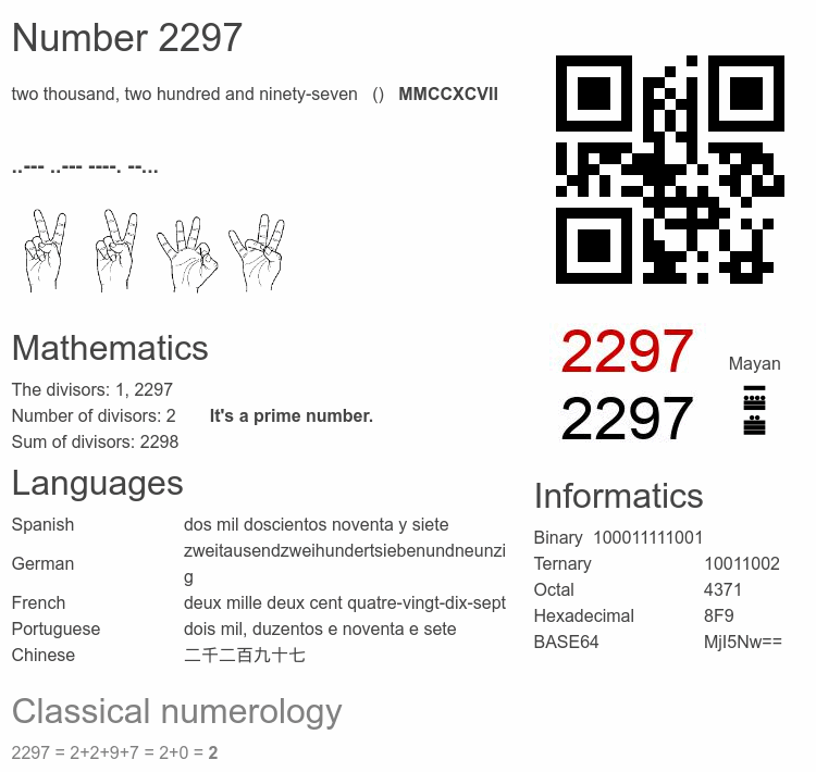 Number 2297 infographic