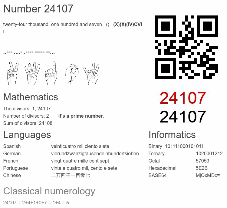 Number 24107 infographic