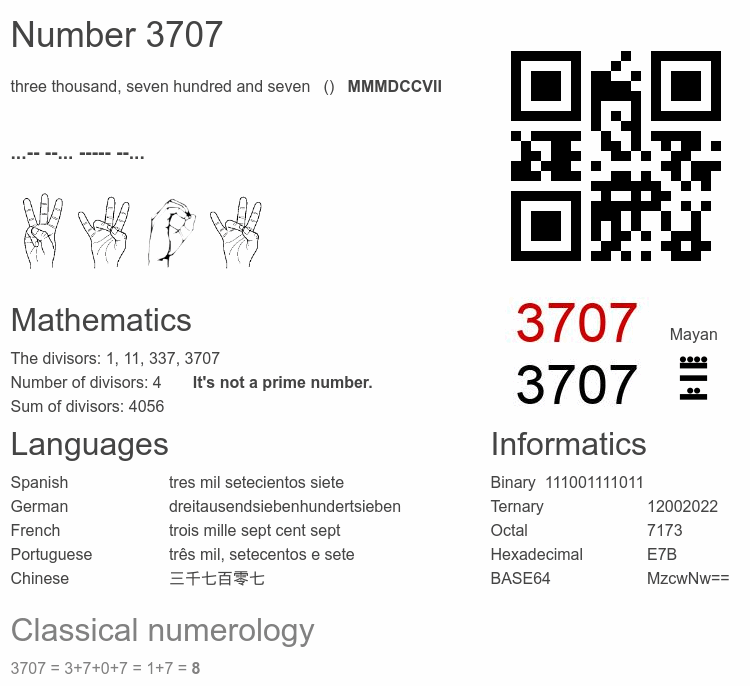 Number 3707 infographic