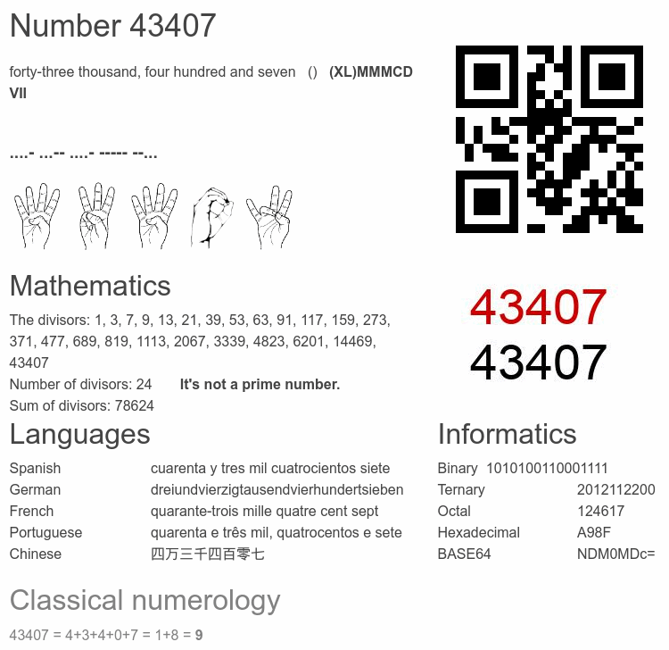 Number 43407 infographic