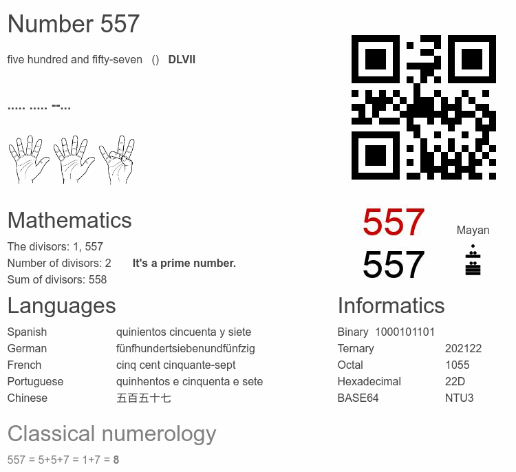 Number 557 infographic