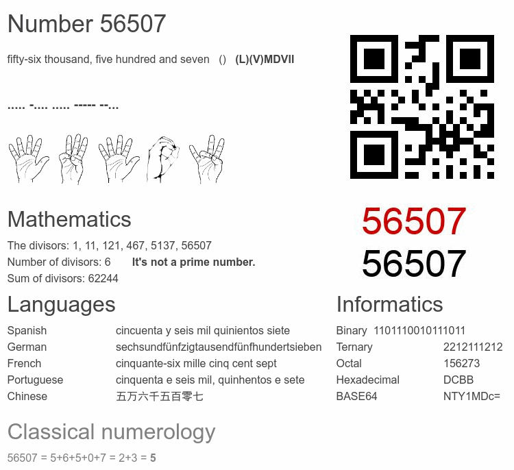 Number 56507 infographic