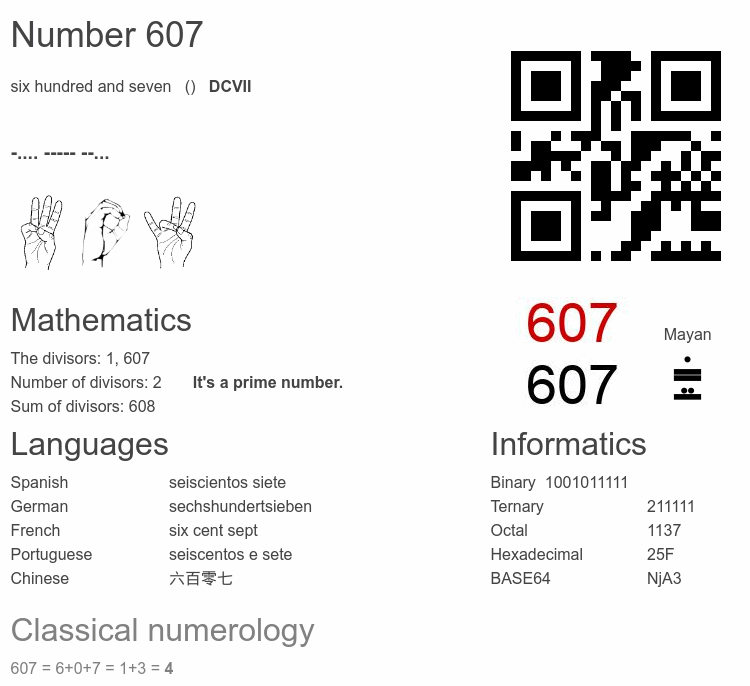 Number 607 infographic