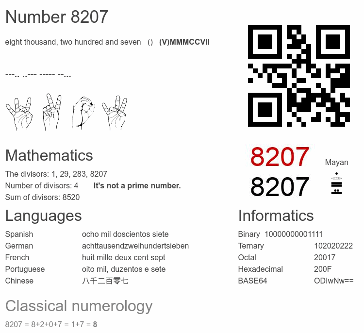 Number 8207 infographic