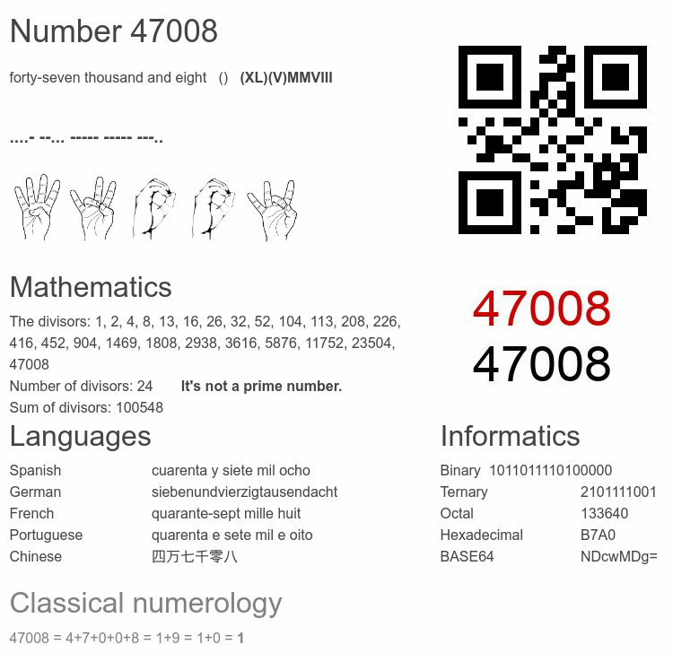 Number 47008 infographic