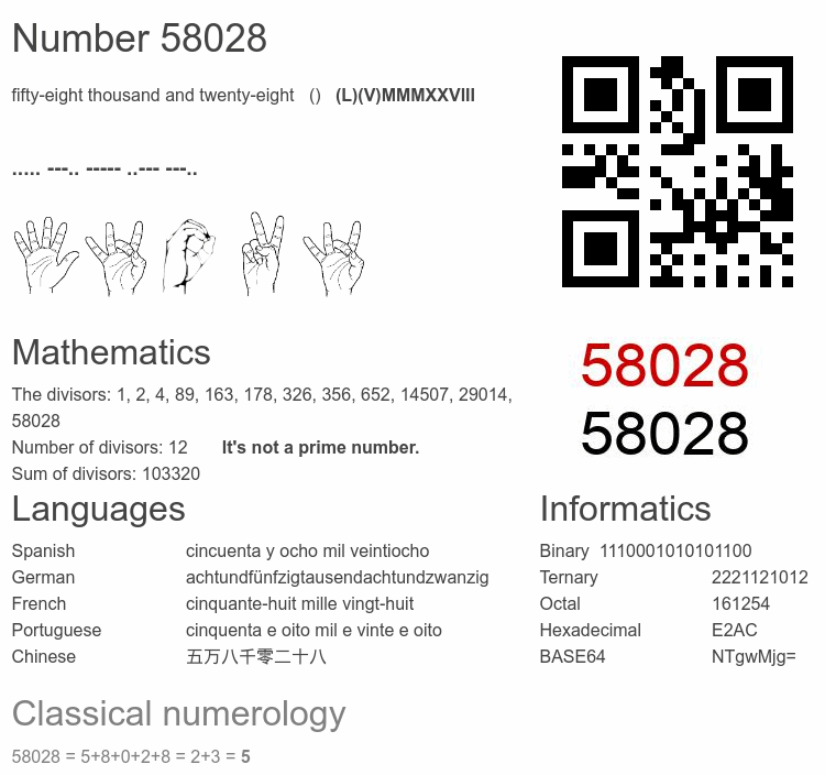Number 58028 infographic