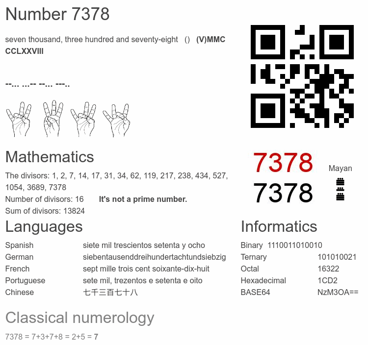 Number 7378 infographic