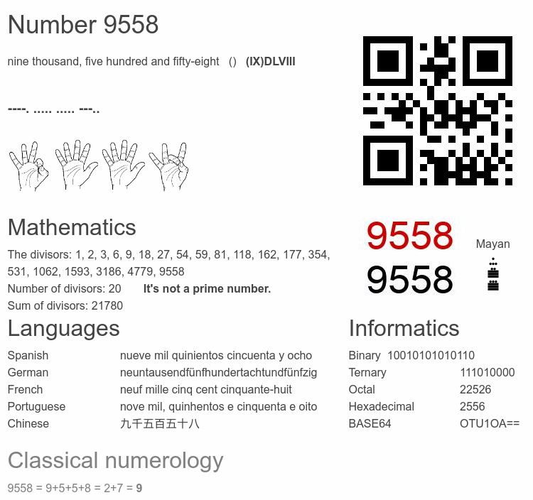 Number 9558 infographic