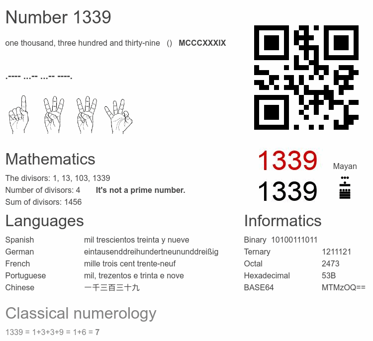 Number 1339 infographic
