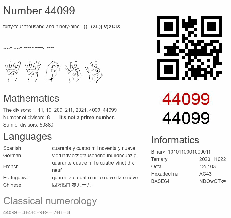 Number 44099 infographic