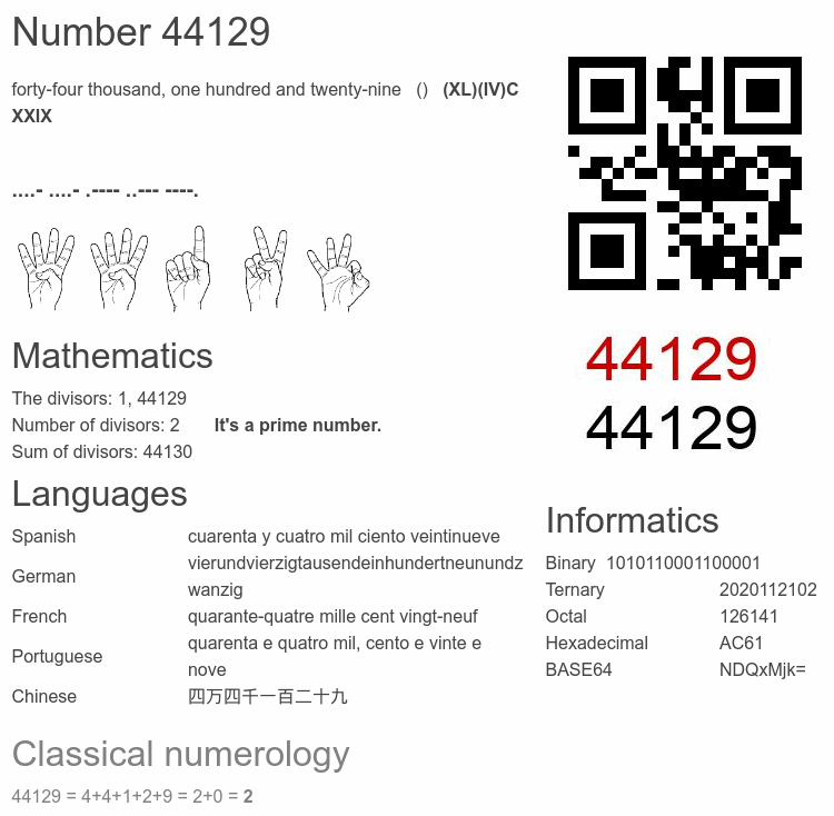 Number 44129 infographic