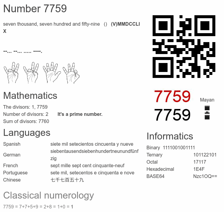 Number 7759 infographic